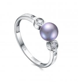 Серебряное кольцо KABAROVSKY K11-602-21000 с фианитом и жемчугом K11-602-21000 фото