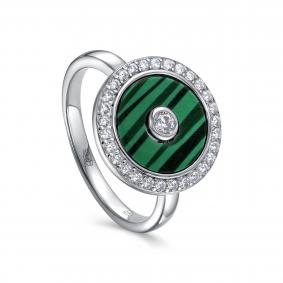 Серебряное кольцо KABAROVSKY K11-7002-4600 с фианитом и малахитом K11-7002-4600 фото