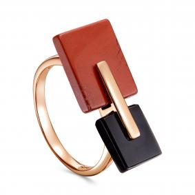 Кольцо из золочёного серебра KABAROVSKY с яшма и ониксом K11-7031-14787 K11-7031-14787 фото