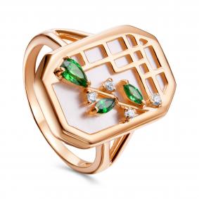 Кольцо из золочёного серебра KABAROVSKY K11-7036-6287 с фианитом и перламутром K11-7036-6287 фото