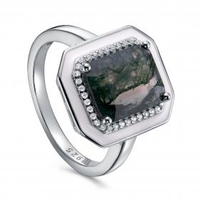 Серебряное кольцо KABAROVSKY K11-7046-20210 с фианитом, агатом и эмалью K11-7046-20210 фото