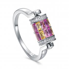 Серебряное кольцо KABAROVSKY K11-7048-7900 с фианитом и кварцем K11-7048-7900 фото