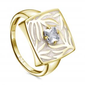 Кольцо из золочёного серебра KABAROVSKY K11-746-7945 с фианитом и эмалью K11-746-7945 фото