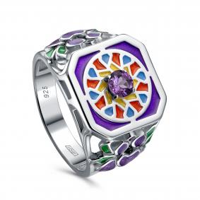 Серебряное кольцо KABAROVSKY K11-781-5301 с аметистом и эмалью K11-781-5301 фото