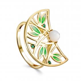 Кольцо из лимонного серебра KABAROVSKY K11-801-6231 с фианитом, эмалью и перламутром K11-801-6231 фото