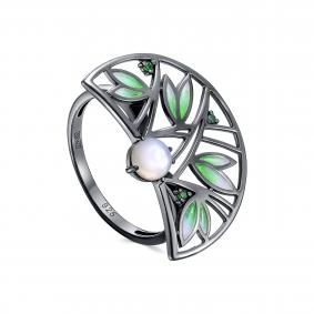Серебряное кольцо KABAROVSKY K11-801-6289 с фианитом, эмалью и перламутром K11-801-6289 фото