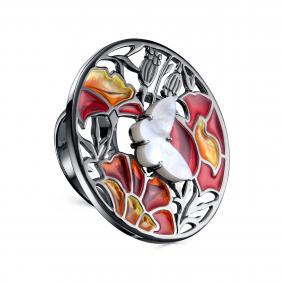 Серебряное кольцо KABAROVSKY с перламутром и витражной эмалью K11-860-6289 K11-860-6289 фото
