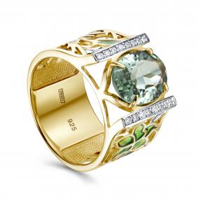 Кольцо из лимонного серебра KABAROVSKY K11-870-21113 с фианитом, кварцем и эмалью K11-870-21113 фото