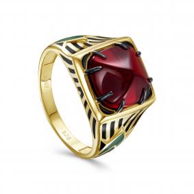 Кольцо из лимонного серебра KABAROVSKY K11-878-60301 с эмалью и алпанитом K11-878-60301 фото