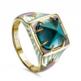 Кольцо из лимонного серебра KABAROVSKY K11-878-62601 с эмалью и алпанитом K11-878-62601 фото