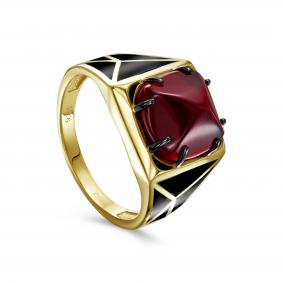 Кольцо из лимонного серебра KABAROVSKY K11-880-60302 с эмалью и алпанитом K11-880-60302 фото