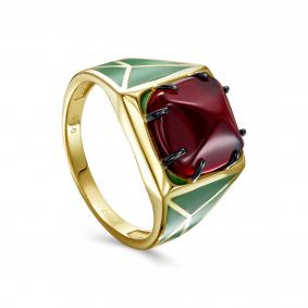 Кольцо из лимонного серебра KABAROVSKY K11-880-60313 с эмалью и алпанитом K11-880-60313 фото