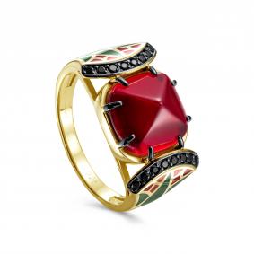 Кольцо из лимонного серебра KABAROVSKY K11-893-60381 с фианитом, эмалью и алпанитом K11-893-60381 фото