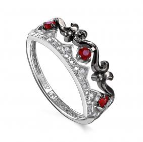 Серебряное кольцо KABAROVSKY K11-899-32789 с фианитом и рубиновым корундом K11-899-32789 фото