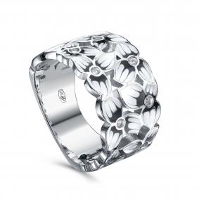 Серебряное кольцо KABAROVSKY K11-9058-7990 с фианитом и эмалью K11-9058-7990 фото