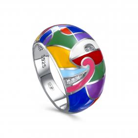 Серебряное кольцо KABAROVSKY K11-9059-7901 с фианитом и эмалью K11-9059-7901 фото