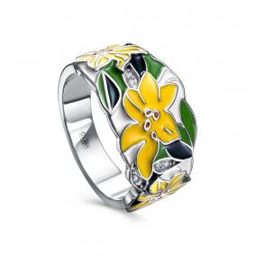 Серебряное кольцо KABAROVSKY K11-9060-7990 с фианитом и эмалью K11-9060-7990 фото