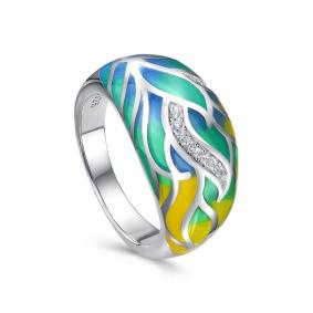 Серебряное кольцо KABAROVSKY K11-9084-7901 с фианитом и эмалью K11-9084-7901 фото