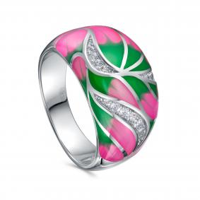 Серебряное кольцо KABAROVSKY K11-9085-7990 с фианитом и эмалью K11-9085-7990 фото