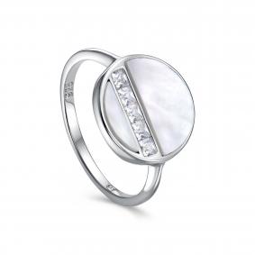 Серебряное кольцо KABAROVSKY K11-9093-6200 с фианитом и перламутром K11-9093-6200 фото