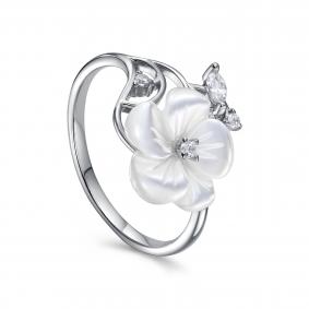 Серебряное кольцо KABAROVSKY K11-9094-6200 с фианитом и перламутром K11-9094-6200 фото