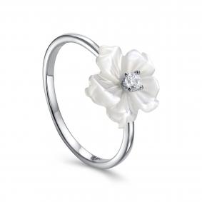 Серебряное кольцо KABAROVSKY K11-9095-6200 с фианитом и перламутром K11-9095-6200 фото