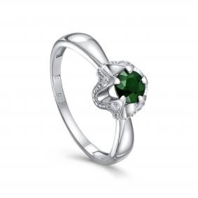 Серебряное кольцо KABAROVSKY K11-910-1200 с фианитом и изумрудом K11-910-1200 фото