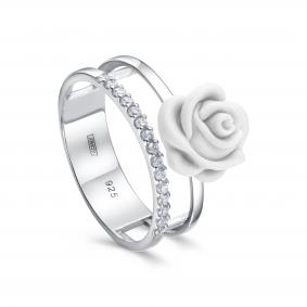 Серебряное кольцо KABAROVSKY с фианитом и фарфором K11-920-13900 K11-920-13900 фото