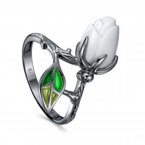 Серебряное кольцо KABAROVSKY с витражной эмалью и фарфором K11-934-13989 K11-934-13989 фото