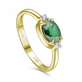 Серебряное кольцо KABAROVSKY K11-936-1231 с фианитом и изумрудом K11-936-1231 фото