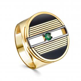 Кольцо из золочёного серебра KABAROVSKY K11-937-1202 с изумрудом и эмалью K11-937-1202 фото