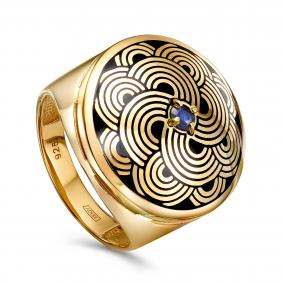 Кольцо из золочёного серебра KABAROVSKY K11-942-1102 с сапфиром и эмалью K11-942-1102 фото