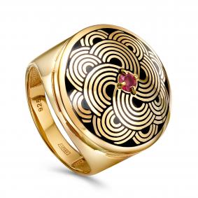 Кольцо из золочёного серебра KABAROVSKY K11-942-3402 с рубином и эмалью K11-942-3402 фото