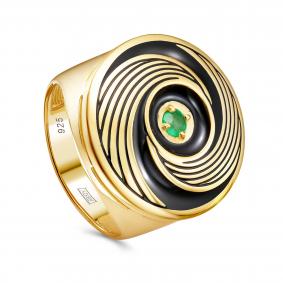 Серебряное кольцо KABAROVSKY K11-944-1202 с изумрудом и эмалью K11-944-1202 фото