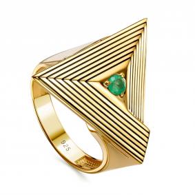 Кольцо из золочёного серебра KABAROVSKY K11-946-1202 с изумрудом и эмалью K11-946-1202 фото