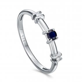 Серебряное кольцо KABAROVSKY K11-951-1100 с бриллиантом и сапфиром K11-951-1100 фото