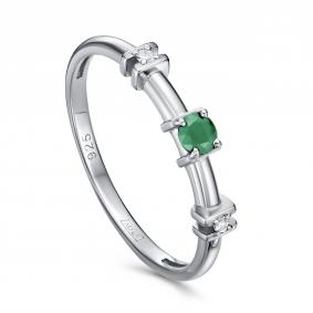 Серебряное кольцо KABAROVSKY K11-951-1200 с бриллиантом и изумрудом K11-951-1200 фото