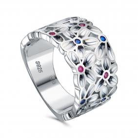 Серебряное кольцо KABAROVSKY K11-9518-7901 с фианитом и эмалью K11-9518-7901 фото