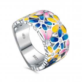 Серебряное кольцо KABAROVSKY K11-9520-7901 с фианитом и эмалью K11-9520-7901 фото