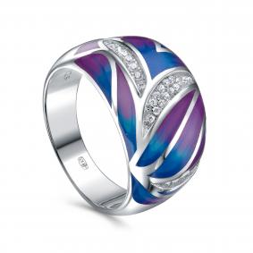 Серебряное кольцо KABAROVSKY K11-9540-7901 с фианитом и эмалью K11-9540-7901 фото