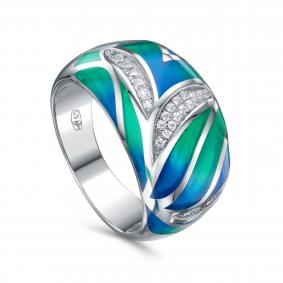 Серебряное кольцо KABAROVSKY K11-9540-7990 с фианитом и эмалью K11-9540-7990 фото