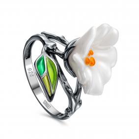 Серебряное кольцо KABAROVSKY с фарфором и витражной эмалью K11-958-13989 K11-958-13989 фото
