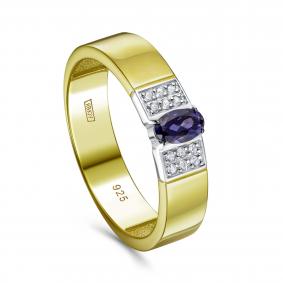 Кольцо из золочёного серебра KABAROVSKY K11-962-21389 с фианитом и иолитом K11-962-21389 фото