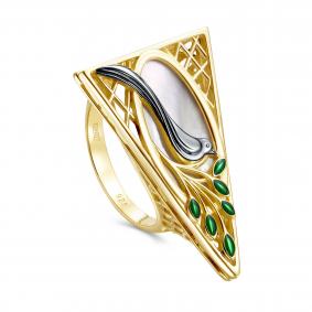 Кольцо из лимонного серебра KABAROVSKY K11-970-6213 с эмалью и перламутром K11-970-6213 фото