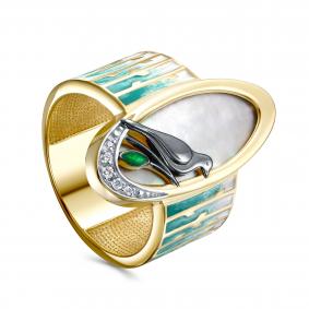 Серебряное кольцо KABAROVSKY K11-974-6231 с фианитом, эмалью и перламутром K11-974-6231 фото