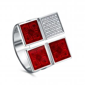 Серебряное кольцо KABAROVSKY K11-994-7918 с фианитом и эмалью K11-994-7918 фото