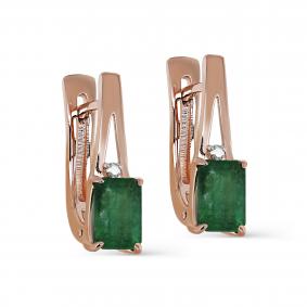 Золотые серьги KABAROVSKY K12-01577-1200 с бриллиантом и изумрудом K12-01577-1200 фото