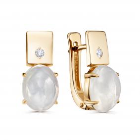 Золотые серьги KABAROVSKY K12-01592-6200 с бриллиантом и перламутром K12-01592-6200 фото