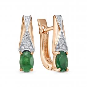 Золотые серьги KABAROVSKY K12-01748-1200 с бриллиантом и изумрудом K12-01748-1200 фото