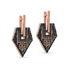 Золотые серьги KABAROVSKY K12-01766-3001 с эмалью и чёрным бриллиантом K12-01766-3001 фото